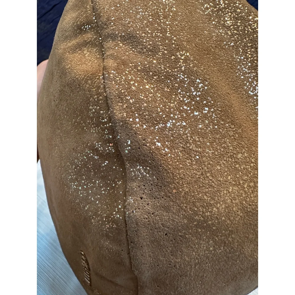 Jimmy Choo Gold Suede Metallic Hobo Bag